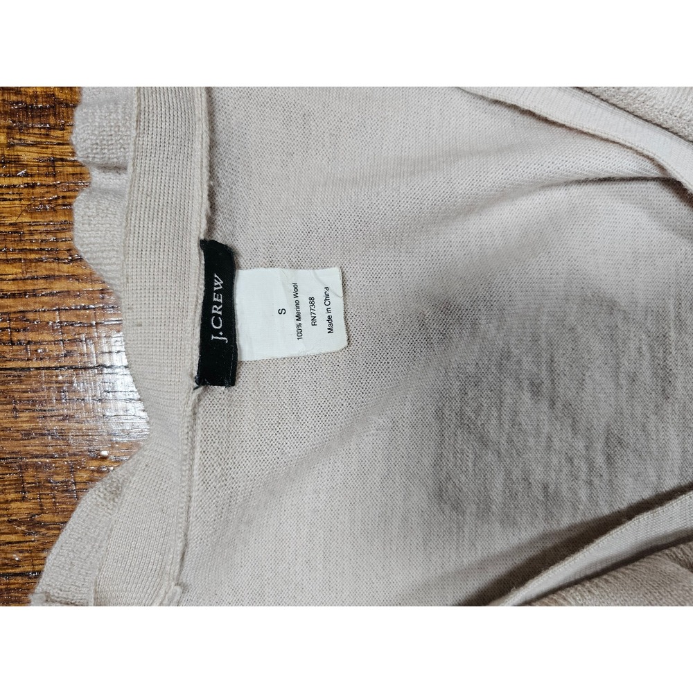 J.Crew Pale Petal Pink 100% Merino Rouched Quiet Luxury Babydoll Cardigan sz S - Picture 5 of 6